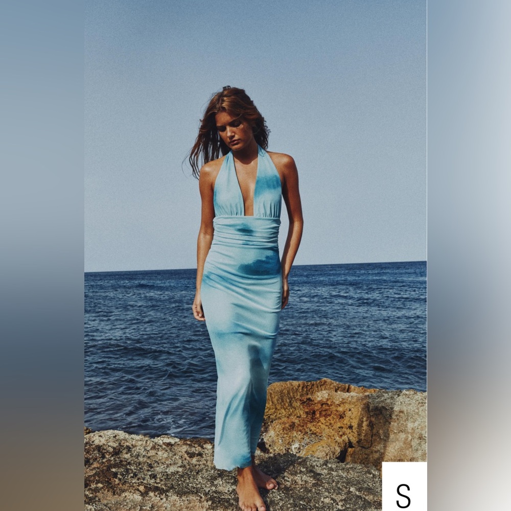 Zara Blue Dress with Halter Neck